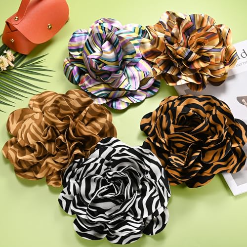 Image of M METERXITY Extra Large Rose Flower Brooches, Lapel Pins Dainty Satin Fabric Big Camellia Oversized Brooch Pin