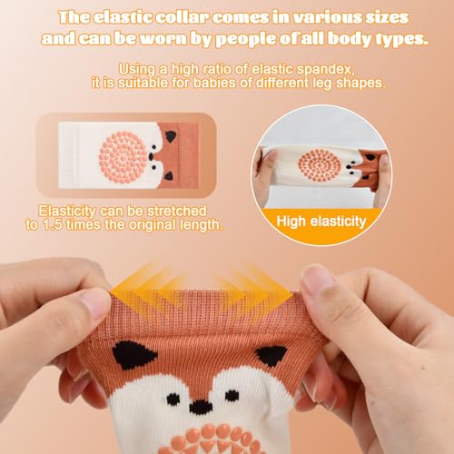 QINGZY 4-Paar Knieschoner und Babykrabbelsocken, weiche Baumwollsocken, antirutschend, für Kleinkinder 0-12 Monate