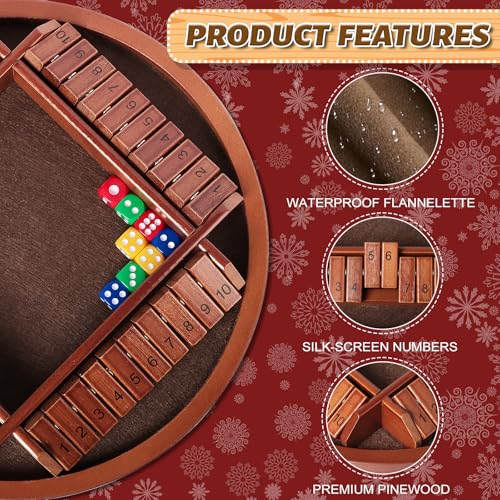 Shut The Box juego familiar madera dados 2-4 jugadores miniatura 3