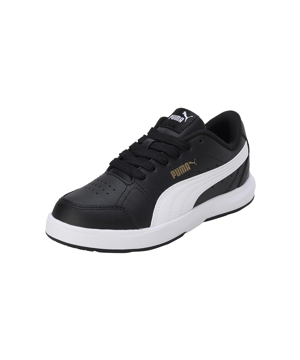 Puma Unisex-Kid Evolve Court Jr Black-White-Gold Sneaker - 4.5 UK (38914404) (B09YXYKSGS) Amazon Price History, Amazon Price Tracker