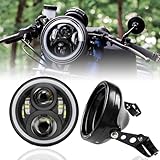 Samman 7インチ led ヘッドライト シェル付き DRL機能付き Hi/Lo切り替え ディライト/白とウインカー/アンバー色機能付き 白色リング付き ホワイト/イエロー