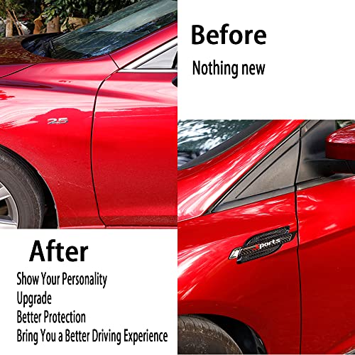 Image of Fender Side Vents Trim, Front Door Fender Protector Carbon Fiber Emblem Side Mark Stickers Decals Sports Decoration Lossless Installtion Accessories Sports Logo