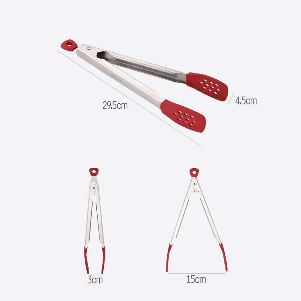 Kitchen Silicone Tong Stainless Steel Heat Resistant Smart Locking Clip for Cooking, Serving, Barbecue, Salad, Ice, Oven
