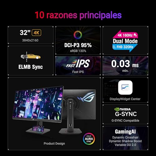 Monitor ASUS ROG Strix XG32UCG de 32 pulgadas 4K Fast IPS con modo dual para gaming 3