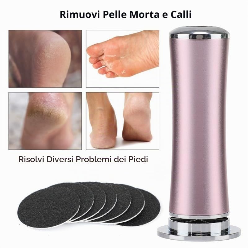 KLYNE Beauty Lima Elettrica Piedi Professionale con 60 Dischetti Sostituibili, Rotazione 360°, Attrezzi per Cura dei Piedi