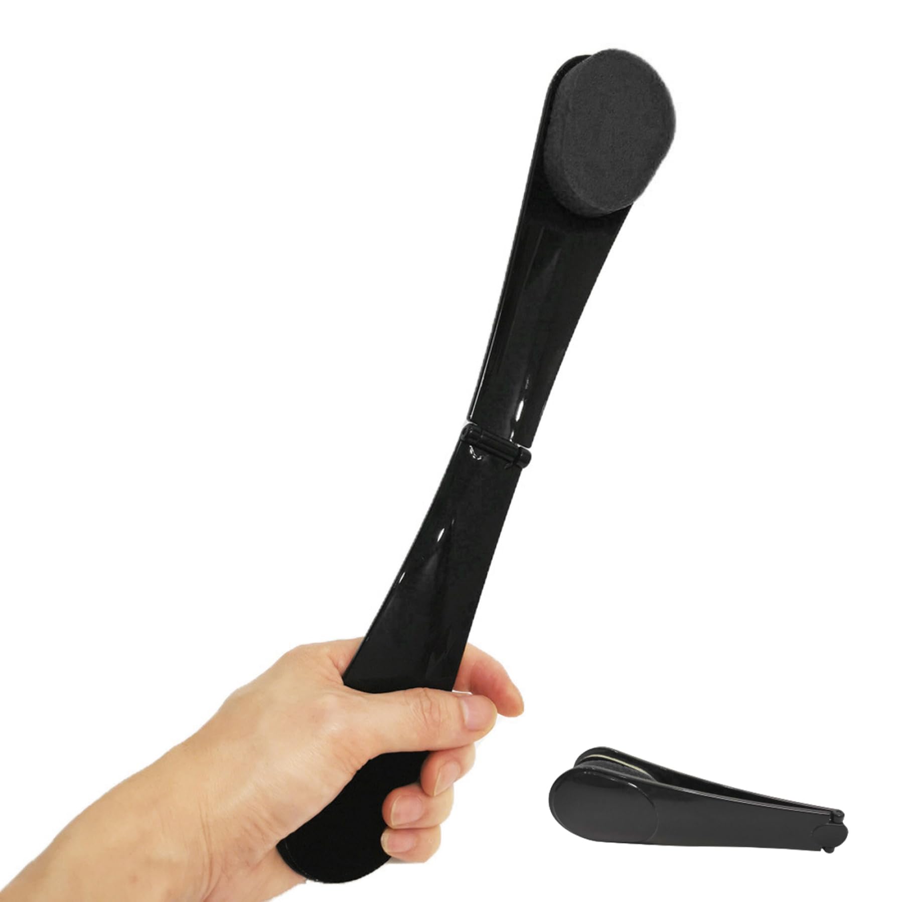 Back Applicator Long Handle Lotion Applicator for Back Portable Travel Self Sunscreen Applicator with Long Reach Folding Handle for Elderly, Women (Black)