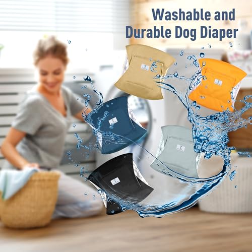 Image of 5 Pack Dog Diapers Male,Reusable Leakproof Pet Soft Dog Belly Band Wraps,Male Dog Diaper High Absorbency,Wider Washable Belly Band for Doggy Incontinence and Puppy Training