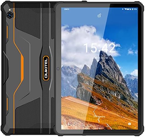 OUKITEL Tablet 10.1 Inch RT1, 10000mAh Large Battery, Octa-Core 4GB RAM 64GB ROM, 1920x1200 FHD+ Rugged Tablet, 16+16MP Camera, Dual 4G SIM+5G WiFi, Android 11 Sim Free Tablets, GPS/OTG/BT5.0, Orange