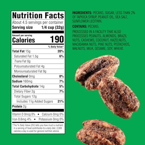 Image of Emerald Nuts Kettle Glazed Pecans (1-Pack), 5oz Resealable Bag, Kosher Dairy Certified, Non-GMO, Contains No Artificial Preservatives, Flavors or Synthetic Colors