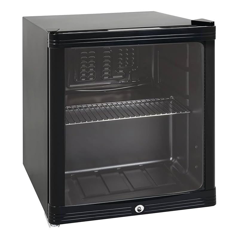 Générique Armoire à Boissons Réfrigérée 52L - Température +2/+10°C - 3 Grilles - Porte Battante avec Serrure - Éclairage LED - Compacte Noire