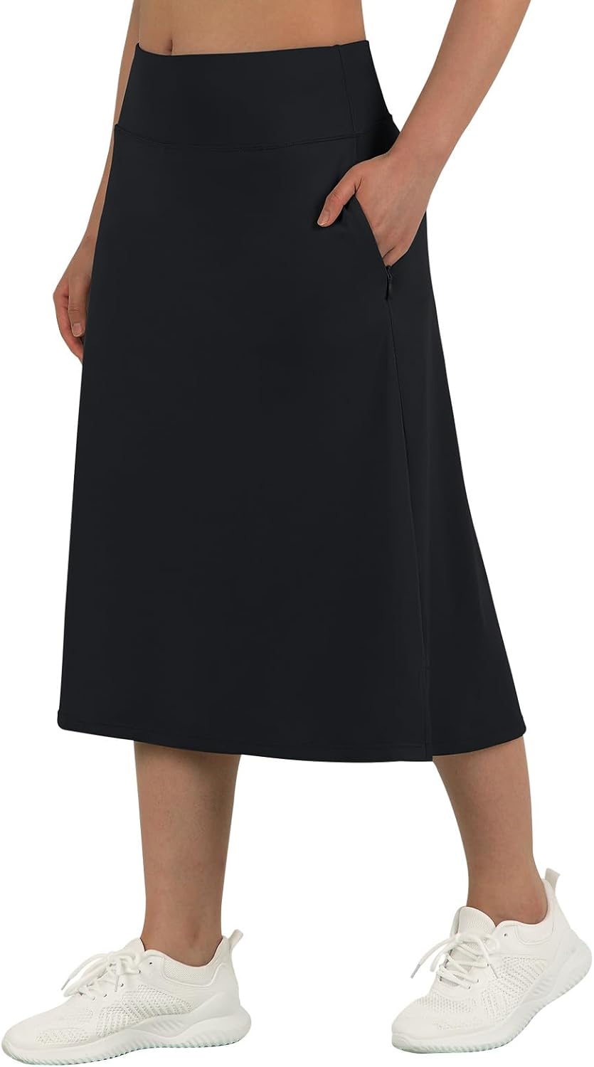 beroy Women 28" Long Skorts for Woman with 2 Pockets Modest Skirt with Shorts Underneath High Waisted Long Skorts - Image 6