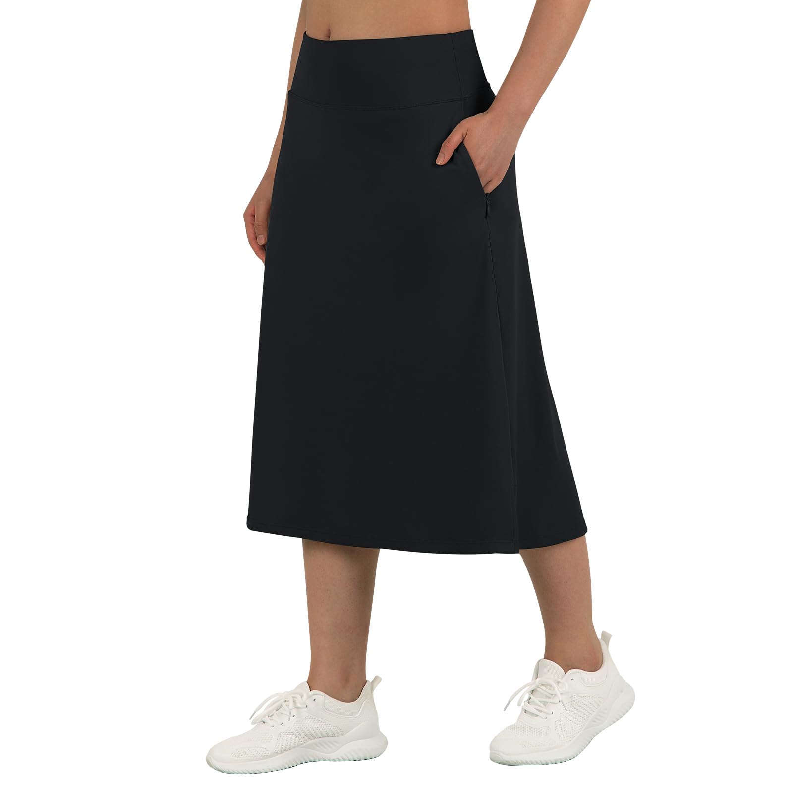 beroy 71,1 cm langer Damen-Skort mit 2 Taschen, schlichter Rock mit Shorts darunter, hohe Taille, lange Skorts