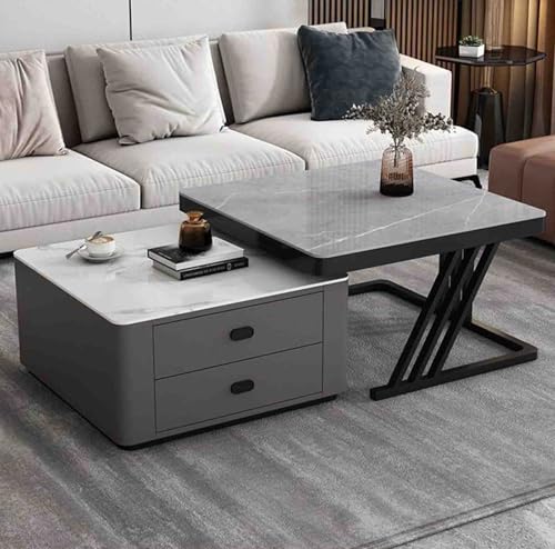 Moderner Couchtisch aus Glas mit Steinplatten-Design für Wohnzimmer...