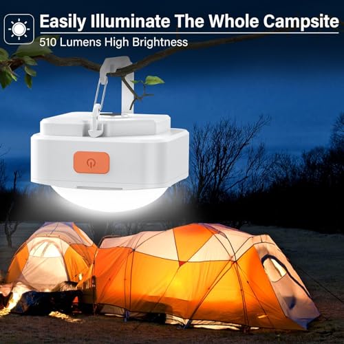 Rechargeable Camping Lights FLY2SKY 2Pcs White Tent Lights Mini Flashlight Portable LED Camping Lantern Survival Gear Camping Accessories for Hiking Backpacking Fishing Hurricane Emergency Outage - Image 3