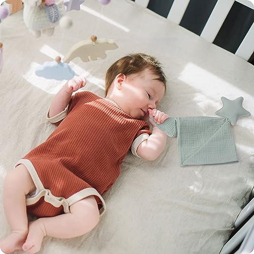 Image of Premium Soft Muslin Cotton Star Loveys Soft & Breathable Newborn Security Blanket, Perfect Present for Baby Newborns, Toddlers Boy Girl, Gender Neutral. Fabric for Comfortable Sleep & Play
