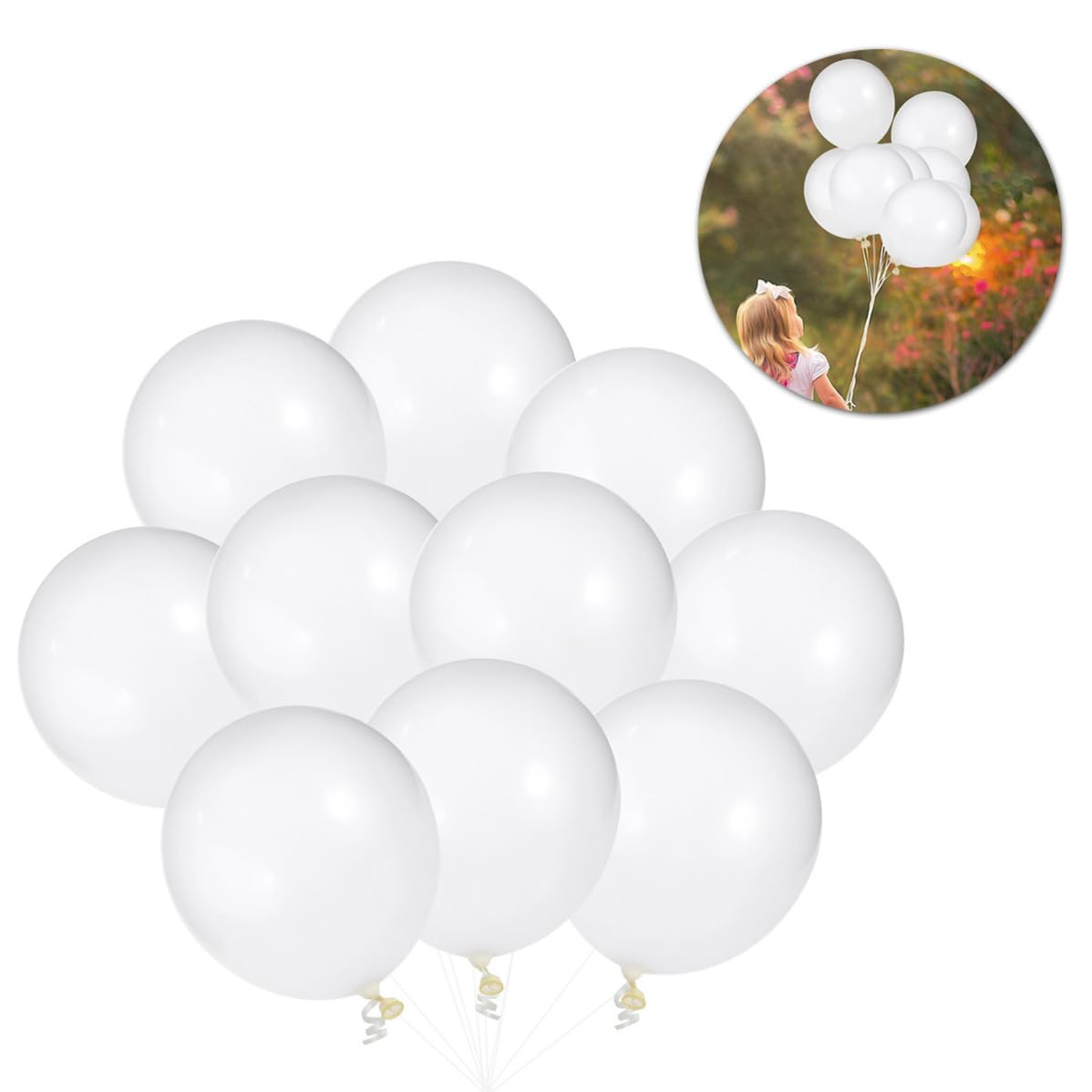 CHILDWEET 25 Piezas Globos de Látex Engrosados de 12 Pulgadas Color Blanco para Fiestas y Celebraciones, Rellenable Helio, Material Elástico y Resistente