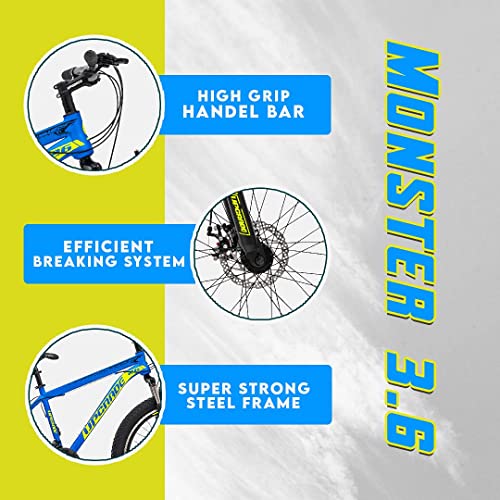 Image of UPGRADE Cycle Monster 3.6 with Disc Brake, Front Suspension and 21 Speed Shimano Gear I Ideal for: Adults (Above 10 Years) I Frame Size: 17 inch | Unisex Cycle | 85% Assembled (Easy self-Assembly)