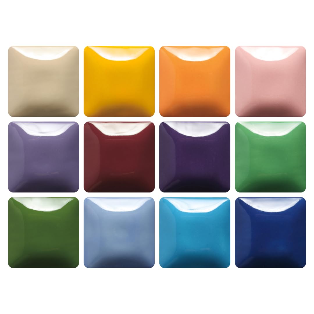 Stroke & Coat Wonderglazes 12-Color Set #2, 12 Pints, Low/Mid-High Fire Glazes for Wet/Unfired Clay or Bisque