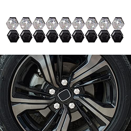 Image of Blueshyhall 19mm Bling Crystal Wheel Lug Nut Cover Bolt Caps Anti-Rust Car Tire Nut Cover with Removal Tool (Pack of 20) - White AB