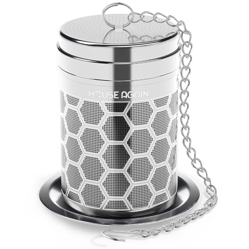 House Again Tea Infusers Extra Fine Mesh Tea Strainers for Loose Tea Updated Slim Threaded Lid & 304 Stainless Steel Filter Bags Diffusers Loose Leaf Tea Steeper for Brew Tea Spices & Seasonings