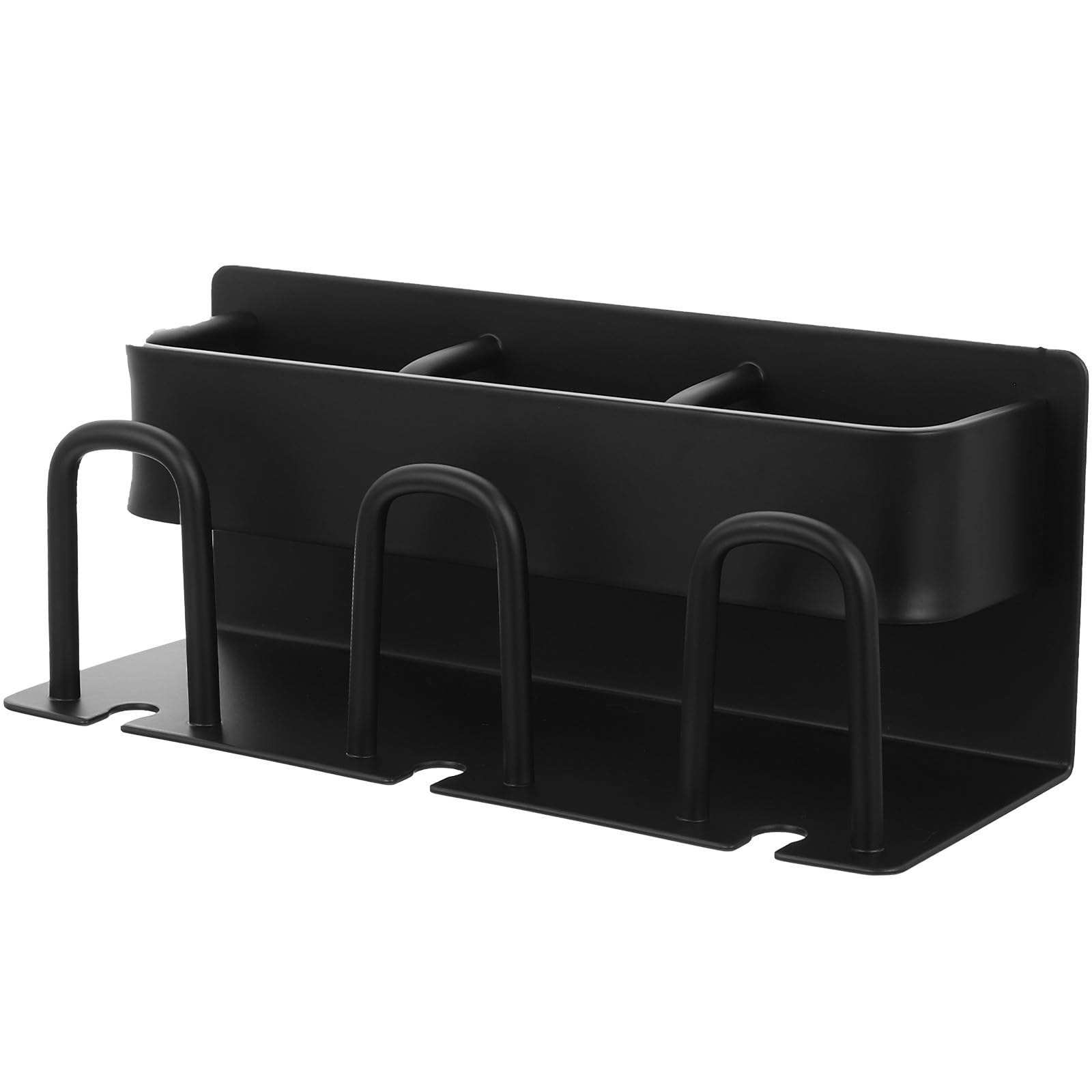 Toyvian Porta Spazzolino da Parete Nero Posti con Sgocciolatoio Supporto Salvaspazio per Spazzolini Manuali ed Elettrici Dentifricio e Bicchieri Organizer Bagno Igienico e Facile da