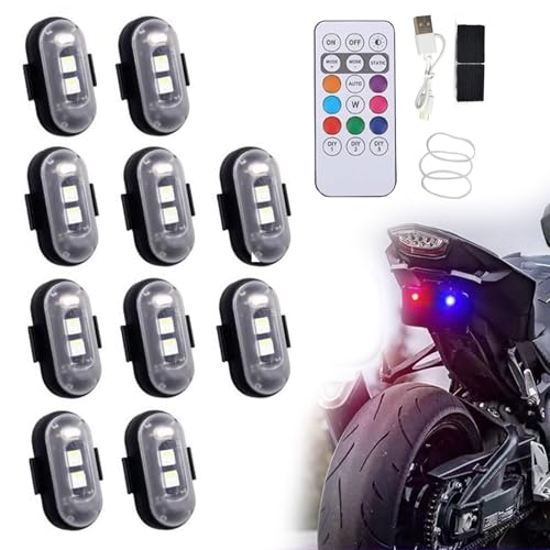 Summer LED Lights for Car, Remote Control Strobe Light, led Anti-Collision Lights, Drone Strobe Light, Velcro led Lights for car, Wireless led Strobe Lights with Remote Control for car (10 Pcs)