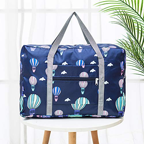 Unisex Travel Bag Waterproof Duffel Bag, Large Foldable Suitcase, Women Men Portable Travel Zipper Bag Handbag Sport Fitness Luggage Storage Pouch Dark Blue Hot Air Balloon4
