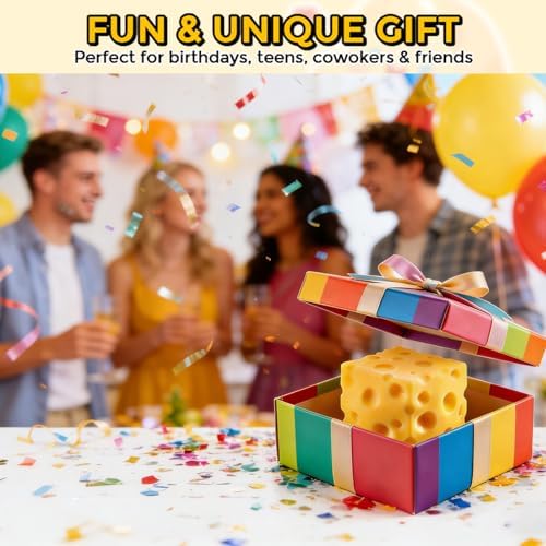 Cheese Squishy (6cm),Cheese Block Squeeze Toy,Squishies Stress Relief Fidget Toys,Stocking Stuffer Novelty Birthday Gifts for Kids Teens Boys Girls (2.4 inch) - 5