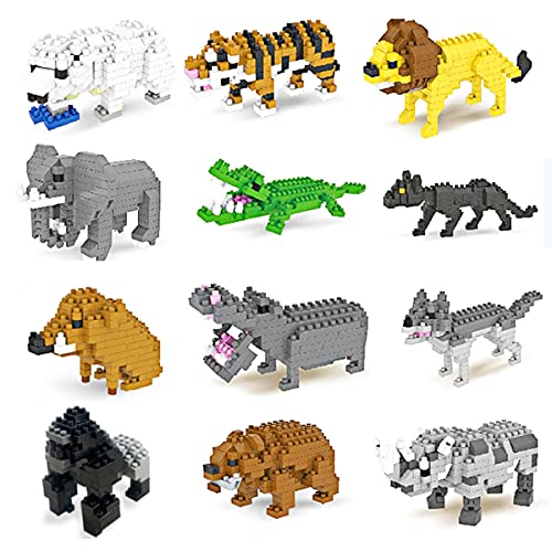 Skyward 12 PCS Party Favors for Kids, Mini Animals Building Blocks Sets, Animals Party Favor Blocks Set for Goodie Bags, Prizes, Cake Topper,Birthday Gifts (696)