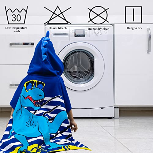 FILOWA Poncho Towel for Childs Hooded Beach Bath Towel Shark Microfibre Swimming Surfing Travel Towels Soft Lightweight Absorbent Wearable Bathrobe for Boys Kids Teenager 6-14 Years - Image 3