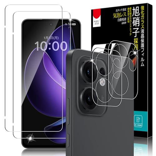 PRODELI For OPPO Reno13 A 専用 ガラスフィルム (2枚) + カメラフィルム (2枚) 硬度9H 自動吸着 耐衝撃 2.5Dラウンドエッジ 強化ガラス 高透過率 気泡無し oppo reno13 a 用 レンズ 保護フィルム 【4