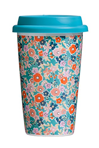 Premier Pretty Thermique Tasse de Voyage avec Couvercle en Silicone en Porcelaine, Multicolore, 330 ML