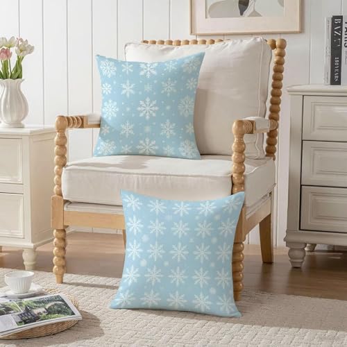 Housse coussin 70x70cm Noël en velours bleu clair imperméable x2 - 4