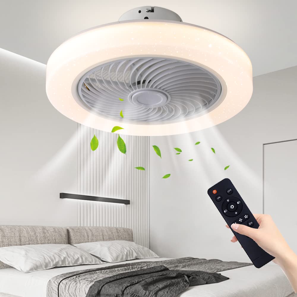 Buy NFOD Modern Ceiling Fan with Lights,18in Smart Enclosed Bladeless