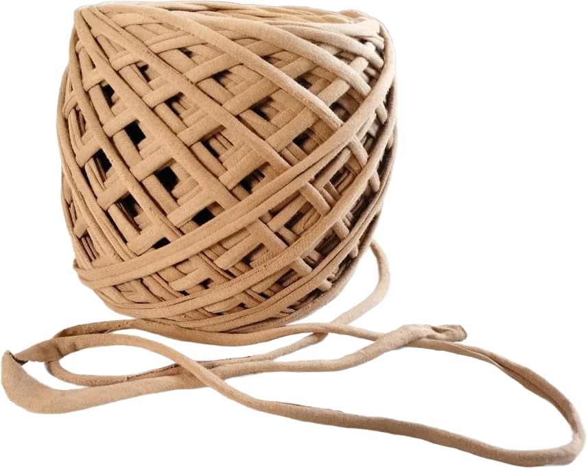 Cotton Hosiery Soft T-Shirt Yarn/Needle Knitting Yarn Thread Dyed Hand Knitting Art Craft Soft Handbag, Hat, Placemat & Many More, Weight : 450 Grams -50 Meter (Dark Beige)-image-4