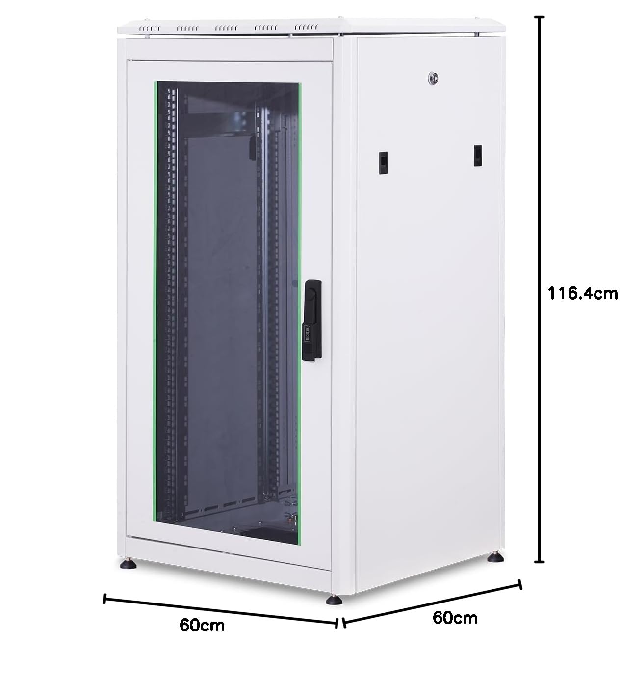 DIGITUS Armadio di rete – Rack da 19 pollici – 22U – 60x60 cm – Profondità utile 54,3 cm – Portata 1200 kg – Autoportante – Porta in vetro – Grado di protezione IP20 – Serie Unique – Grigio