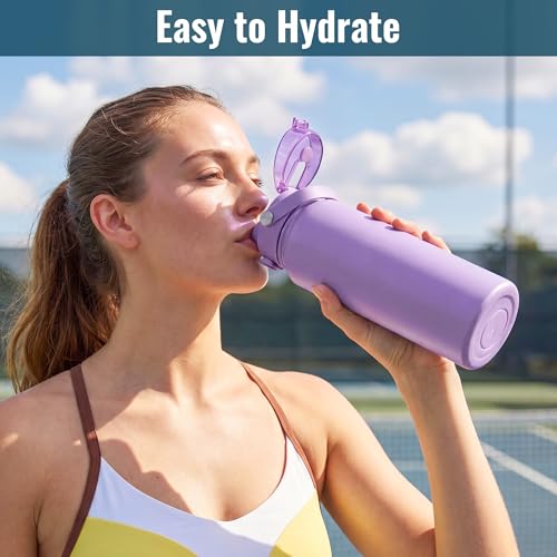 Image of OLDLEY 32oz Insulated Water Bottle with 2-in-1 Straw & Chug Lid, Leakproof Stainless Steel Bottle, Double Wall Vacuum Insulated Water Bottle for Sports, Gym, Travel,Purple