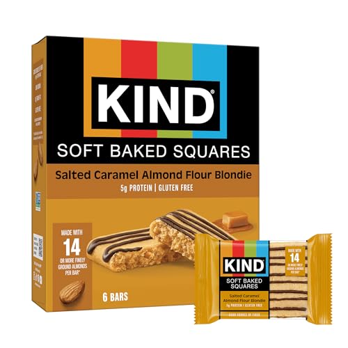 Image of KIND Soft Baked Squares, Salted Caramel Almond Flour Blondie, Gluten Free, Healthy Snack Bars, 5g Protein, 6 Count