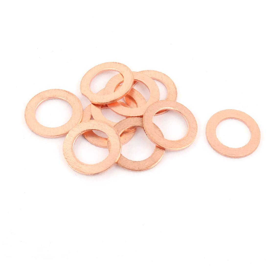 X-DREE 10pcs 10mm x 16mm x 1mm Flat Ring Copper Crush Washer Sealing Gasket Fastener(10 unids 10 mm x 16 mm x 1 mm Anillo plano Arandela de aplastamiento de cobre Junta de sellado Sujetador