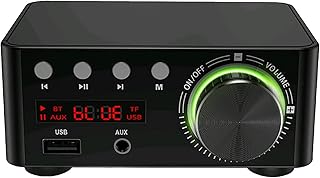 Amplificador Digital,Sailsbury HIFI BT5.0 Amplificador Digital Amplificador de Áudio Estéreo 100 W Dual Channel Sound Power Receptor de Áudio Estéreo AMP USB AUX para Home Theater USB Jogadores de Car