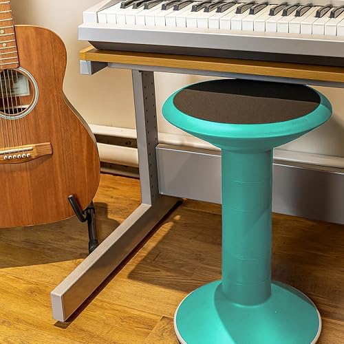 Image of Storex Wiggle Stool - Active Flexible Seating for Classroom and Home Study, Adjustable 12-18 Inch Height, Teal (00306U01C)