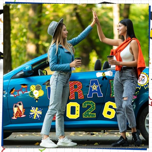Image of Landhoow 30 Pcs Graduation Car Magnets 2026 Senior Graduation Car Decoration Bumper Sticker Congrats Grad Magnet Magnetic Refrigerator Decal for Grad Parade Party Supplies(Colorful)