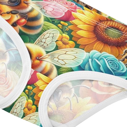 Cute Bees Colorful Flowers Girl Panties Cute Toddler Girls Underwear Cotton Fancy Underpants Briefs 2t4