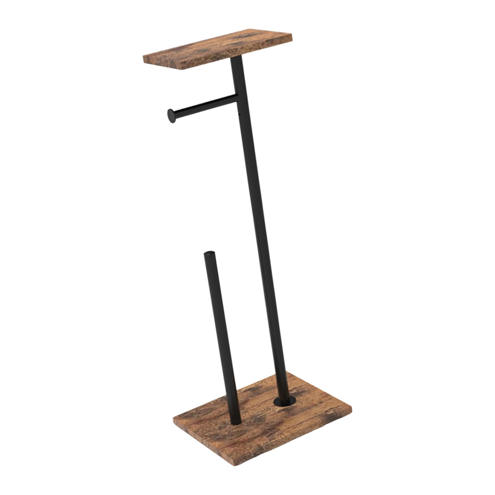 Buxuaaaa Transferable Toilet Tissue Floor Stand Natural Finish Wood Bathroom Storage Answer with Decorative Top Platform Transportable Bathroom Planner Stand