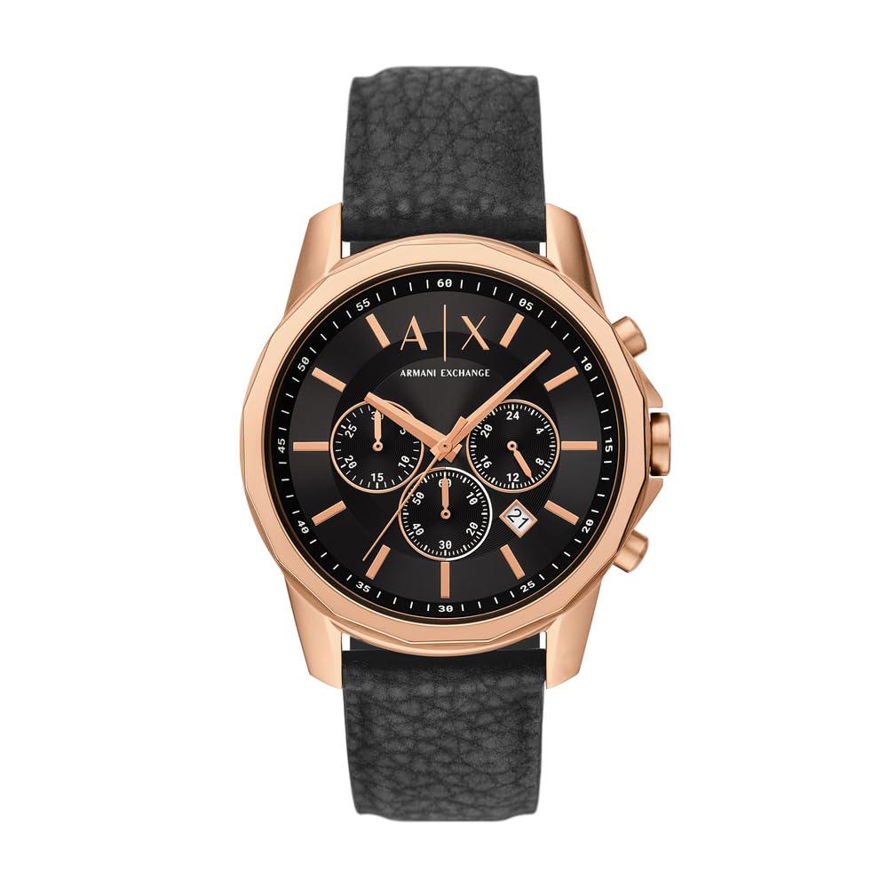 Armani Exchange Watch for Men, Quarz-Chronographenwerk und 44mm Gehäusegröße mit Silikonarmband