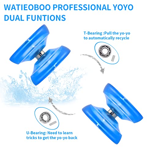 Watieoboo Yoyo Crystal Responsive Yoyo For Kids, Professional Unresponsive Yoyo For Beginner Intermediate Advanced Replacement Unresponsive Bearing For Intermediate (Clear And Blue ) #TOP3