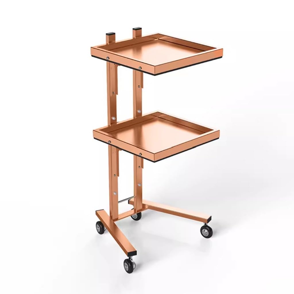 JYBNBBE Salon Rolling Cart on Wheels 3Tier Stainless Steel Trolley Mobile Kitchen Storage Cart MultiFunctional Utility Cart for Salon & Home,Rose Gold