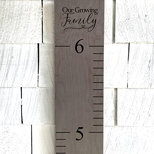 " Headwaters Studio Wooden Ruler Growth Chart For Kids, Boys & Girls - Height Chart & Height Measurement For Wall - Kids Nursery Wall Decor & Room Hanging Wall Decor - Our Growing Family - Gray" #TOP3