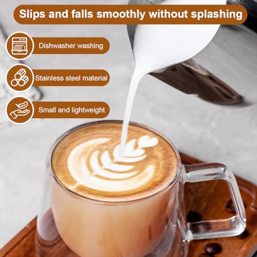 Image of Supvox 350ml /12Oz Milk Frothing Pitcher with Latte Art Pen, Steel Jug Coffee Frother Mug for Cappuccino, Stainless Steel Milk Frothing Pitcher and Decorating Pen, Coffee Accessories for Barista