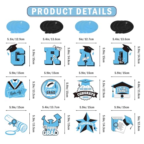 Image of Light Blue Graduation Decorations 2026: Graduation Decorations 2026 Class of 2026 Congrats Grad Banner Hanging Swirls for College Grad Party